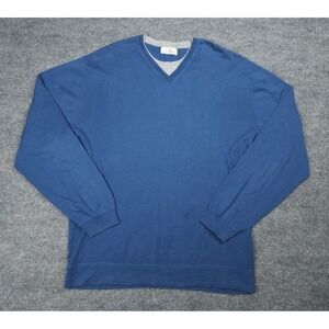 Alashan Sweater Men's XL Blue V-Neck Cashmere Blend Lightweight